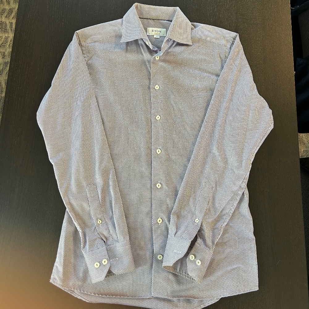 Eton Lilac Pattern Dress Shirt - Size 39/15.5 Slim